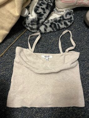 Madewell Light Beige Ribbed Cowl Neck Camisole